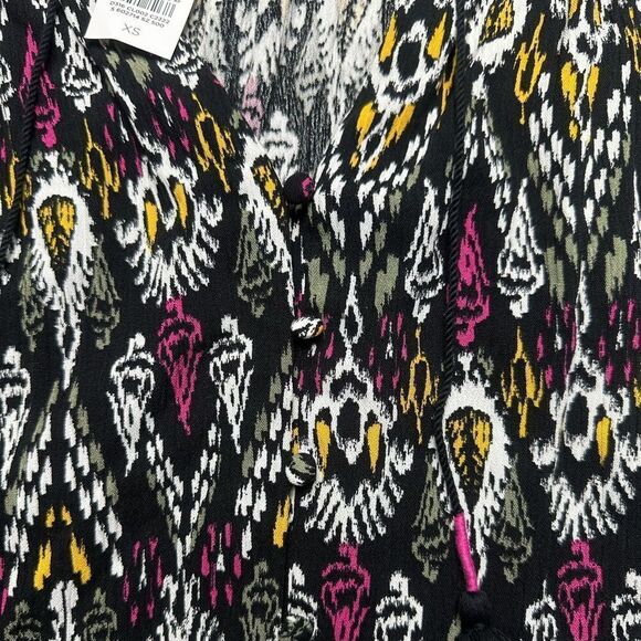 Loft Ikat Tie Neck Tiered Swing Mini Dress Size XS NWT - Picture 6 of 10